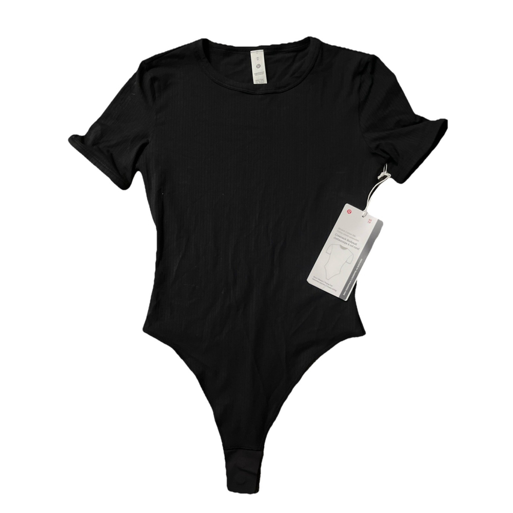 Lululemon Women’s Crewneck Cotton Ribbed Short Sleeve Bodysuit Black XS NWT